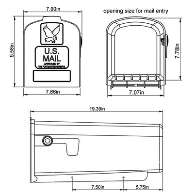 Gibraltar Mailboxes Parsons Classic Plastic Post Mount White Mailbox