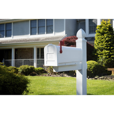Gibraltar Mailboxes Parsons Classic Plastic Post Mount White Mailbox