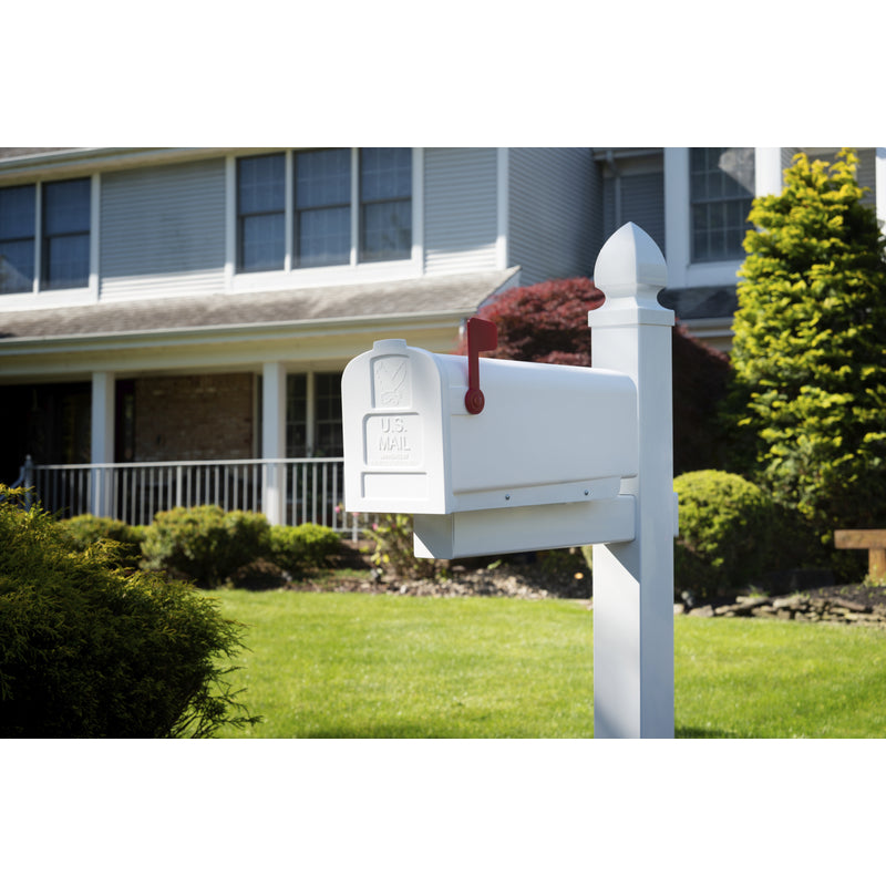 Gibraltar Mailboxes Parsons Classic Plastic Post Mount White Mailbox