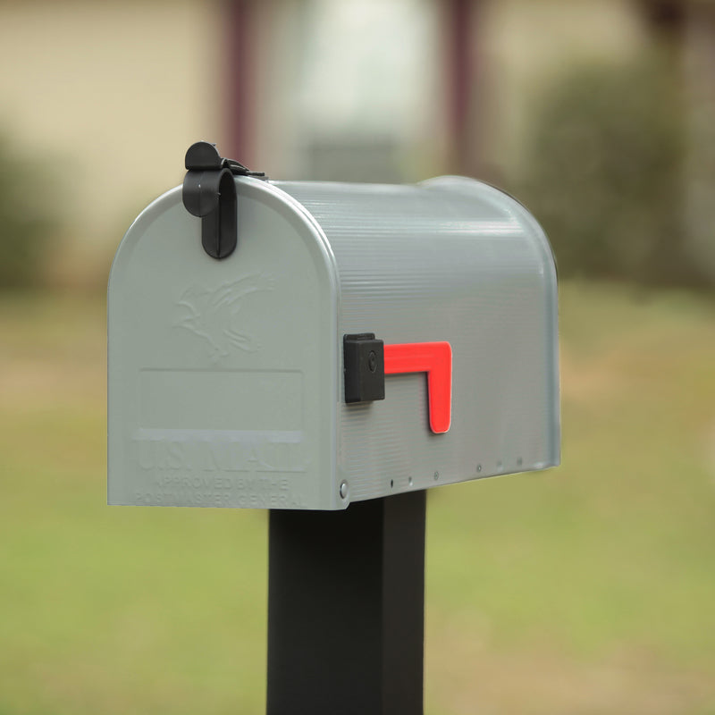 Gibraltar Mailboxes Grayson Classic Galvanized Steel Post Mount Gray Mailbox