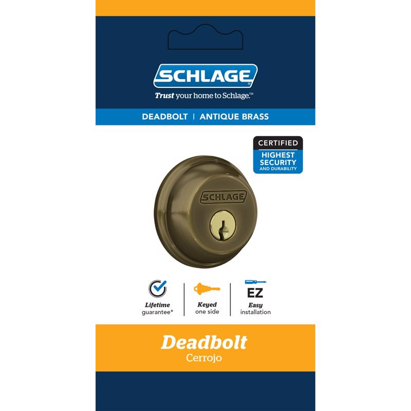 Schlage Antique Brass Zinc Single Cylinder Deadbolt