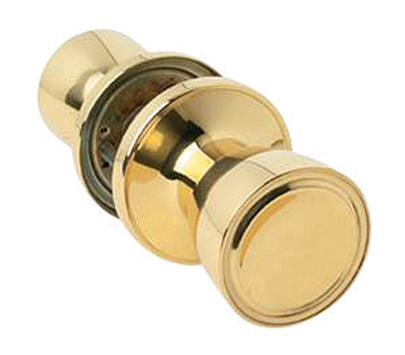 Home Plus Polished Brass Passage Lockset 1-3/4 in.