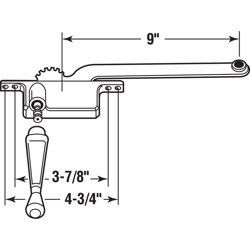 Prime-Line White Steel Left Single-Arm Casement Window Operator For Steel Framed Windows