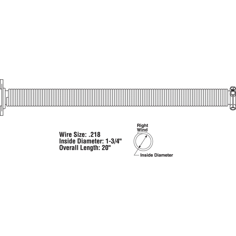 Prime-Line 20 in. L 150 lb Garage Door Torsion Spring