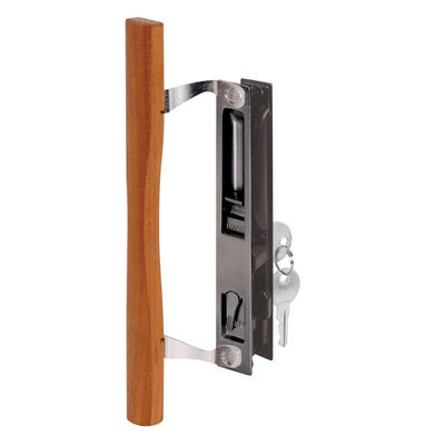 Prime-Line Wood Tone Steel Outdoor Sliding Glass Door Lock Set