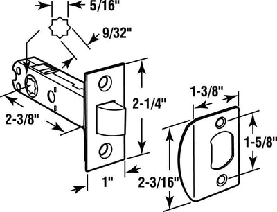 Prime-Line Bright Brass Brass Mortise Latch Bolt