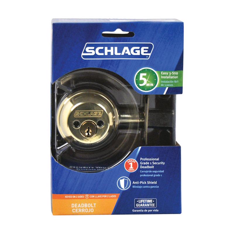 Schlage Bright Brass Zinc Double Cylinder Deadbolt