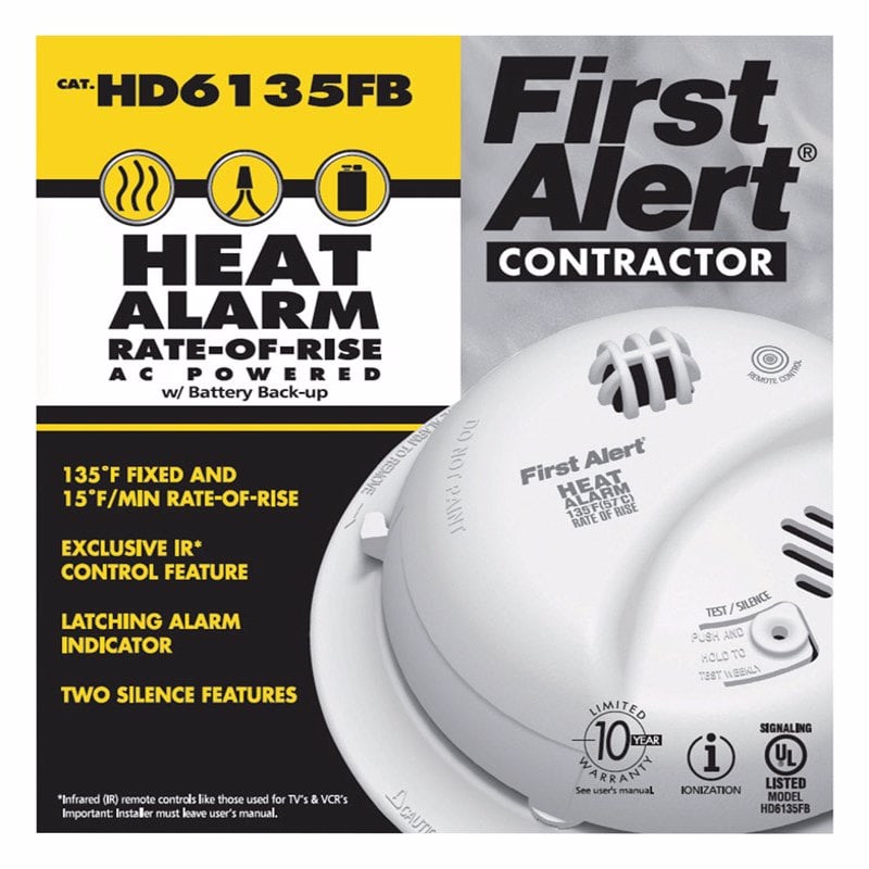 First Alert Hard-Wired w/Battery Back-up Ionization Heat Alarm