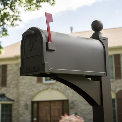 Gibraltar Mailboxes Arlington Classic Galvanized Steel Post Mount Bronze Mailbox