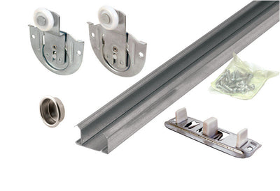 Prime-Line Galvanized Silver Steel By-Pass Door Hardware Set 1 pk