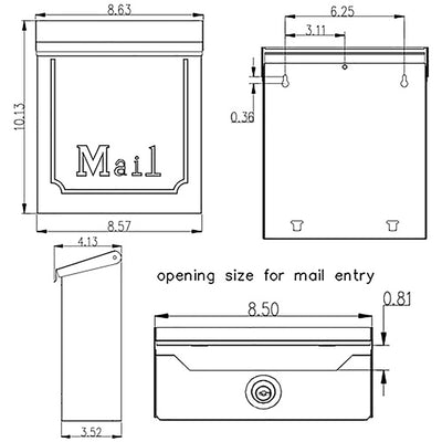 Gibraltar Mailboxes Townhouse Classic Galvanized Steel Wall Mount Black Mailbox