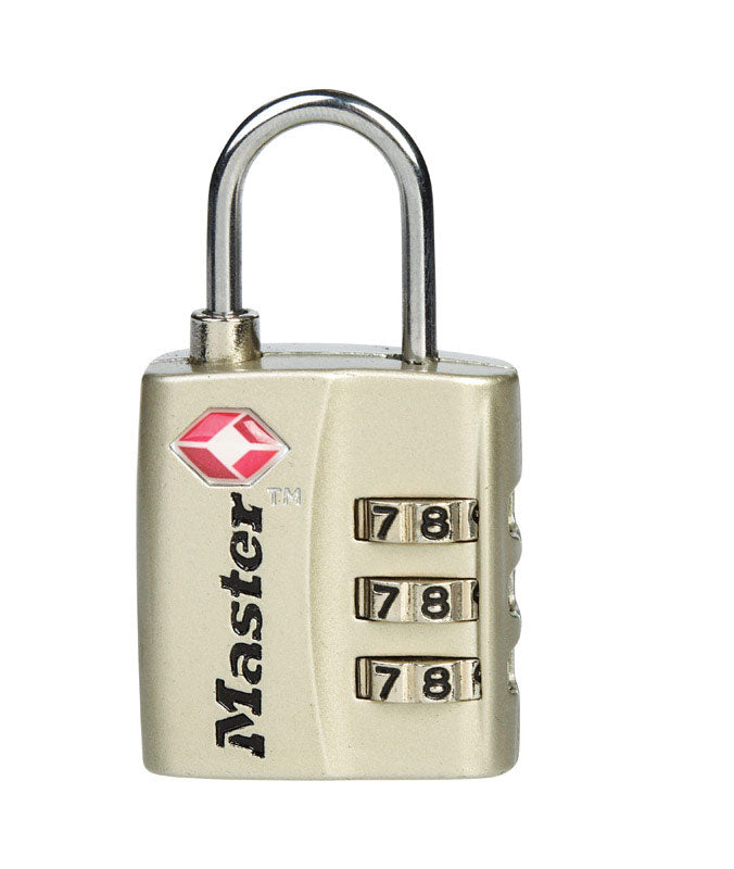 Master Lock 1-5/16 in. H X 3/8 in. W X 1-3/16 in. L Metal 3-Dial Combination Luggage Lock