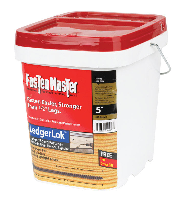 FastenMaster LedgerLok No. 0 X 5 in. L Hex Hex Washer Head Deck Screws 250 pk