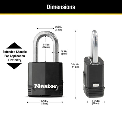 Master Lock Magnum 1-7/8 in. H X 1-3/16 in. W X 1-3/4 in. L Laminated Steel Ball Bearing Locking Pad