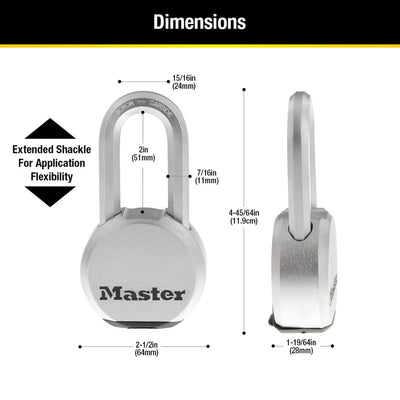 Master Lock 4-45/64 in. H X 1-19/64 in. W X 2-1/2 in. L Steel Ball Bearing Locking Padlock Keyed Ali