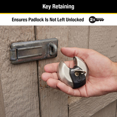 Master Lock 2-3/4 in. H X 1-13/64 in. W X 2-3/4 in. L Steel Ball Bearing Locking Shrouded Padlock Ke