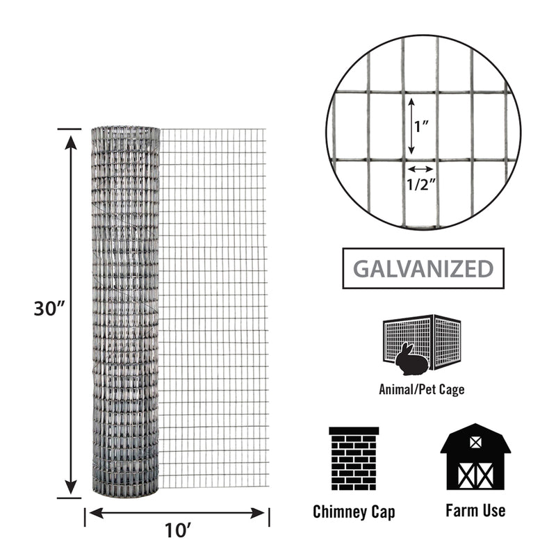 IronRidge 30 in. H X 10 ft. L Galvanized Steel Welded Wire Fence 1 in.