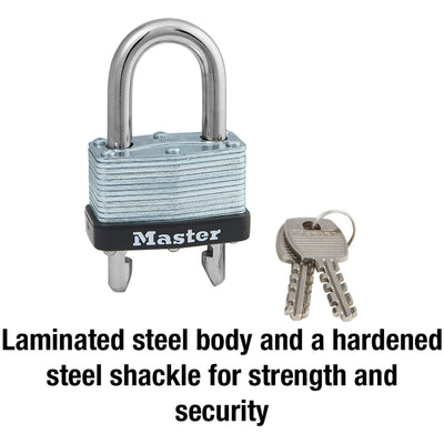 Master Lock 1-3/32 in. H X 1-1/32 in. W X 1-3/4 in. L Laminated Steel Warded Locking Padlock