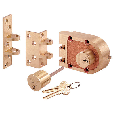 Prime-Line Segal Brushed Brass Solid Bronze Alloy Deadbolt