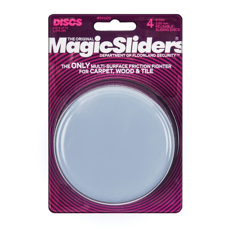 Magic Sliders Gray 4 in. Adhesive Plastic Sliding Discs 4 pk