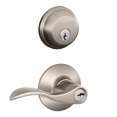 Schlage Accent Satin Nickel Lever and Single Cylinder Deadbolt 1-3/4 in.