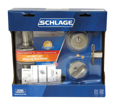 Schlage Accent Satin Nickel Lever and Single Cylinder Deadbolt 1-3/4 in.