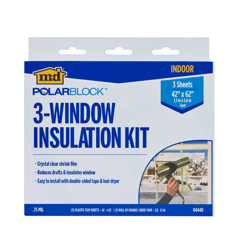 M-D Polar Block Clear 3-Window Indoor Insulation Kit 42 in. W X 62 in. L