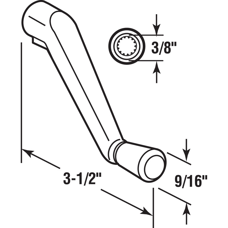 Prime-Line Gray Zinc Awning/Louver Operator Crank Handle For Universal