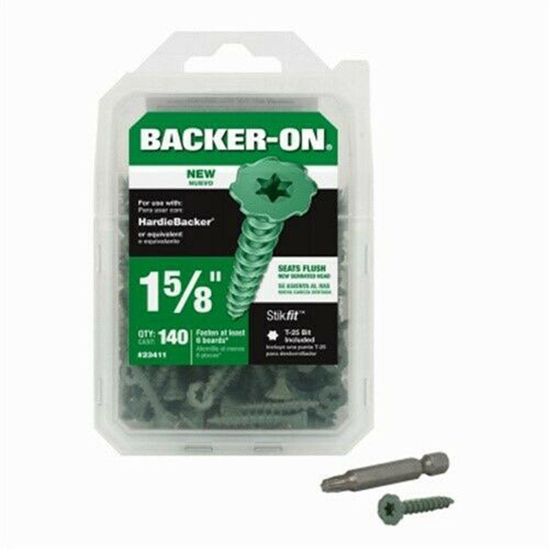 Backer-On No. 9 X 1-5/8 in. L Star Round Head Cement Board Screws 140 pk