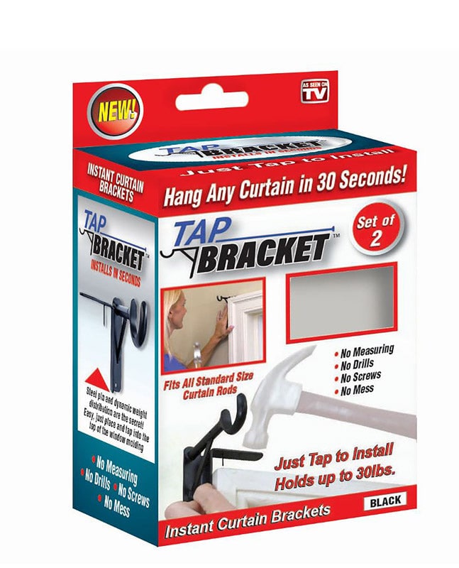 TAP BRACKET As Seen On TV Black Steel Curtain Bracket 30 lb