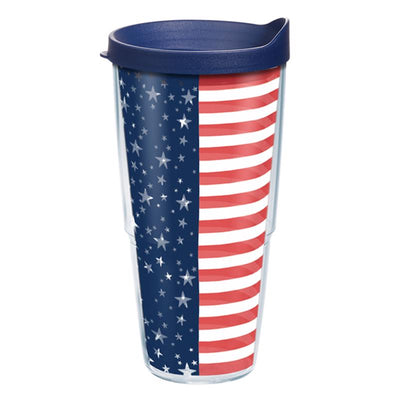Tervis 24 oz Americana Stars Stripes Multicolored BPA Free Double Wall Tumbler