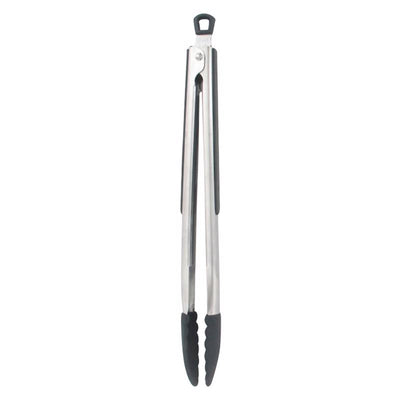 Farberware Black/Silver Silicone/Stainless Steel Tongs