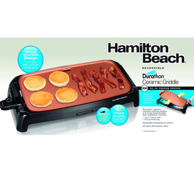 Hamilton Beach 26.5 in. L X 10.7 in. W Ceramic Nonstick Surface Copper/Black Reversible Griddle