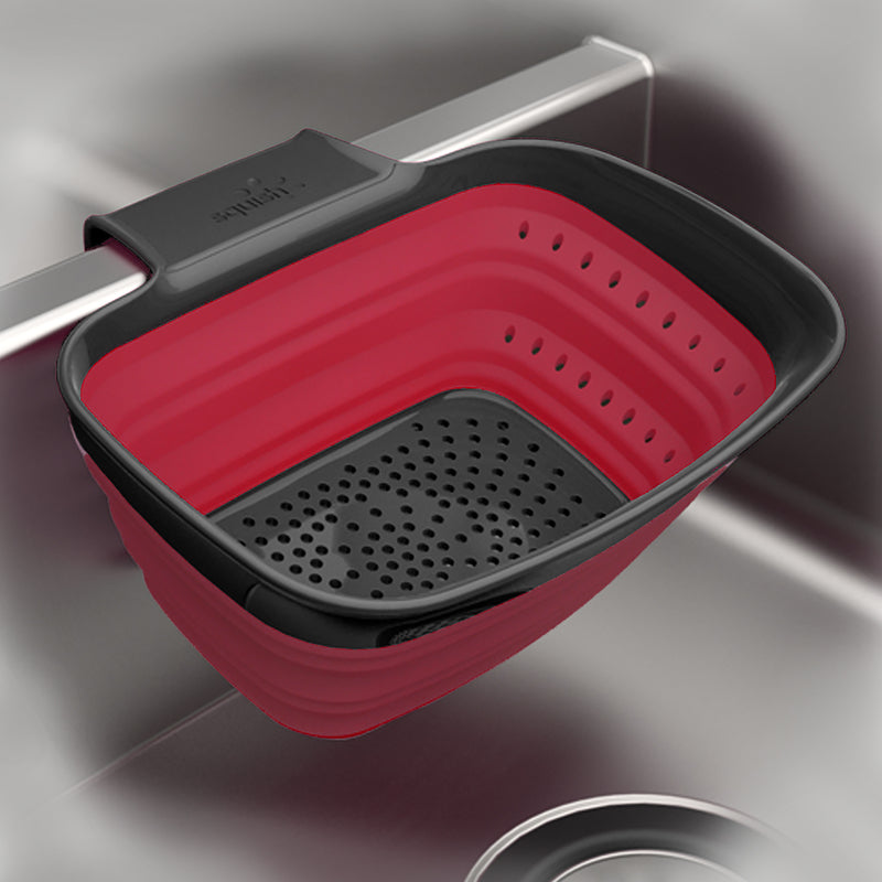 Squish Black/Red Polypropylene/TPR In Sink Collapsible Colander 2 qt