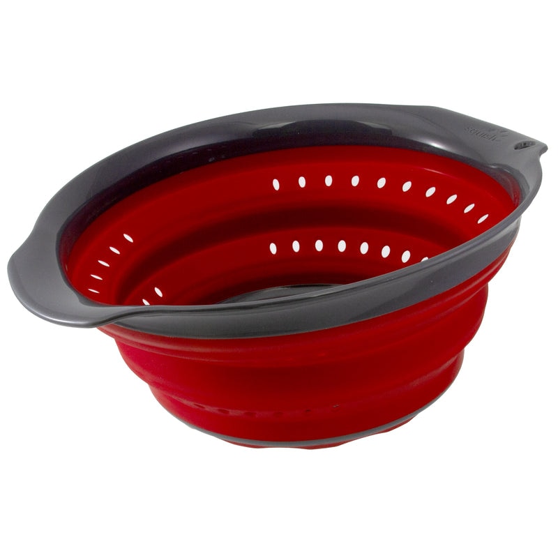 Squish Gray/Red Polypropylene/TPR Collapsible Colander 4 qt