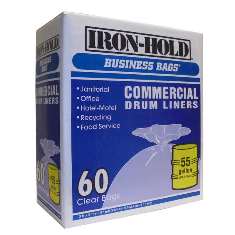 Iron-Hold 55 gal Drum Liners Twist Tie 60 pk