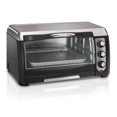 HB Stainless Steel Black/Silver 6 slot Toaster Oven 11 in. H X 18 in. W X 15 in. D