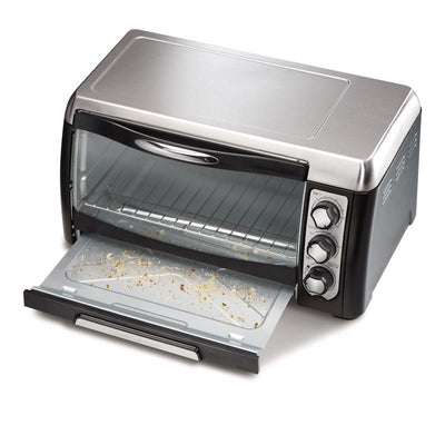 HB Stainless Steel Black/Silver 6 slot Toaster Oven 11 in. H X 18 in. W X 15 in. D