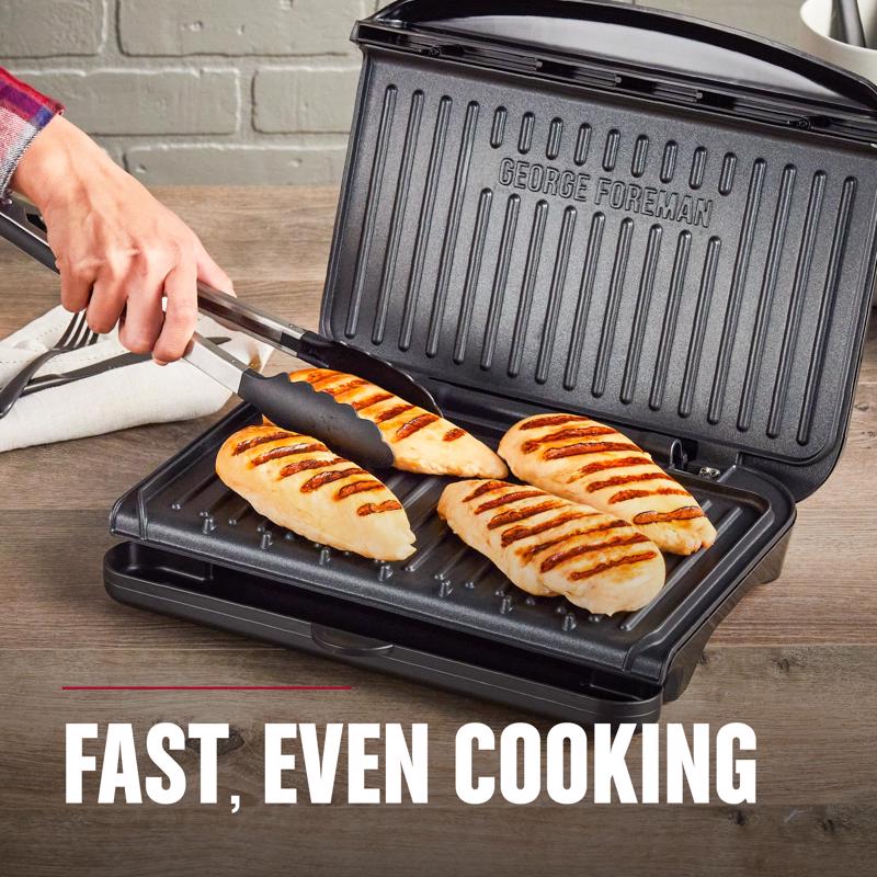 George Foreman Black Aluminum Nonstick Surface Grill and Panini Press 75 sq in
