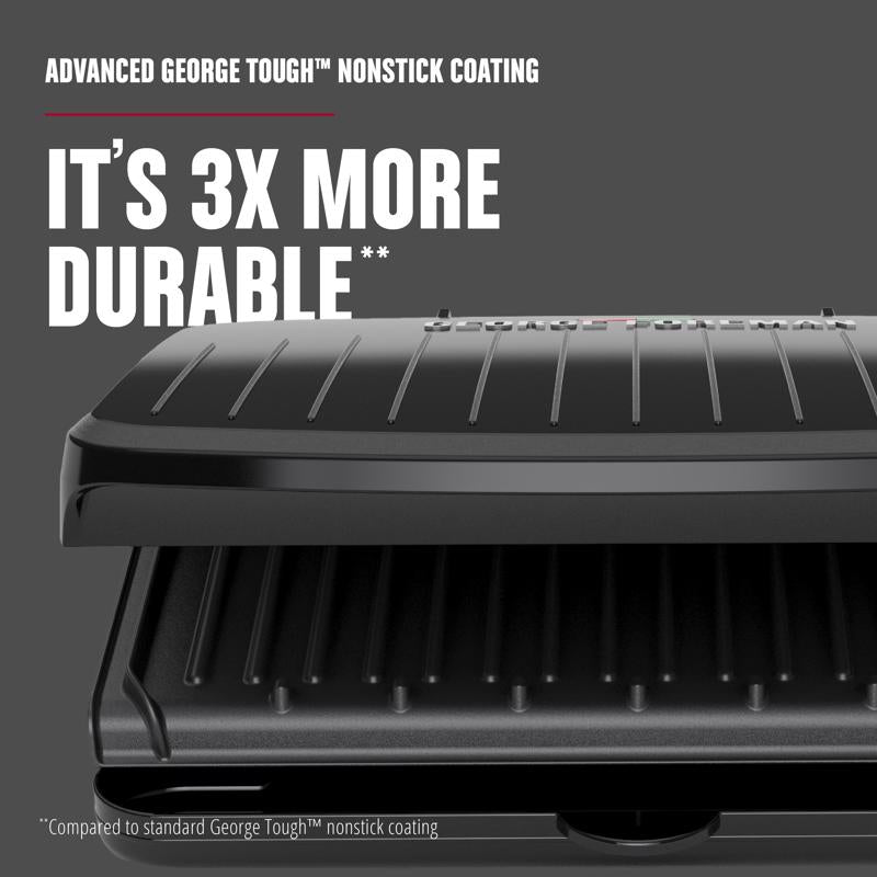 George Foreman Black Aluminum Nonstick Surface Grill and Panini Press 75 sq in