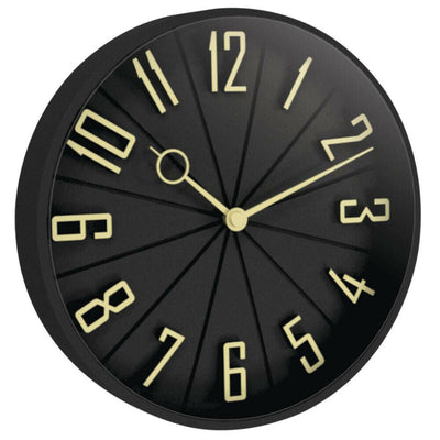 Westclox 12" Modern Dial with Raised Numbers Wall Clock for Living Room, Home Office and Bedroom (Black)