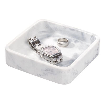 InterDesign Dakota White Marble Plastic Bathroom Tray