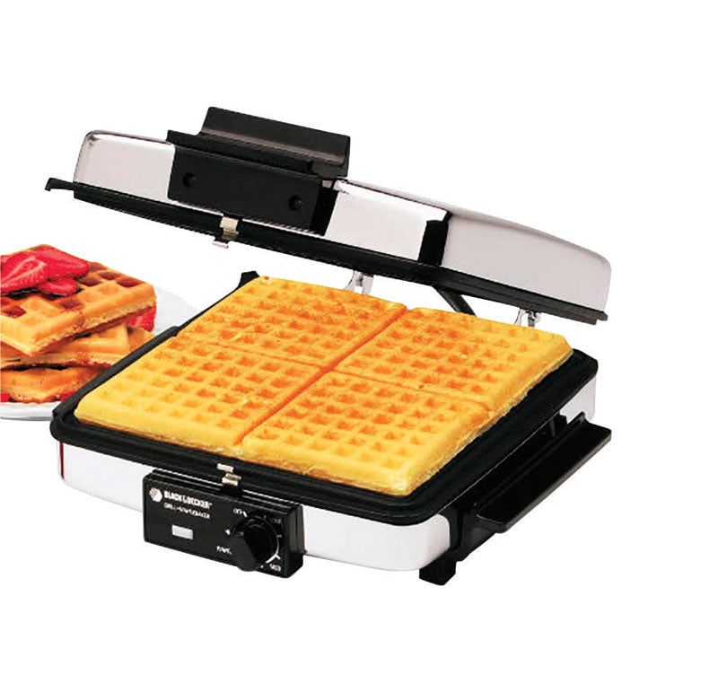 Black+Decker 4 waffle Black Stainless Steel Waffle Maker