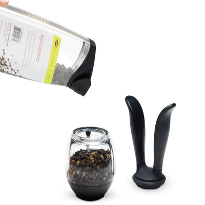 Chef'n Black/Clear Plastic Salt and Pepper Grinder Set