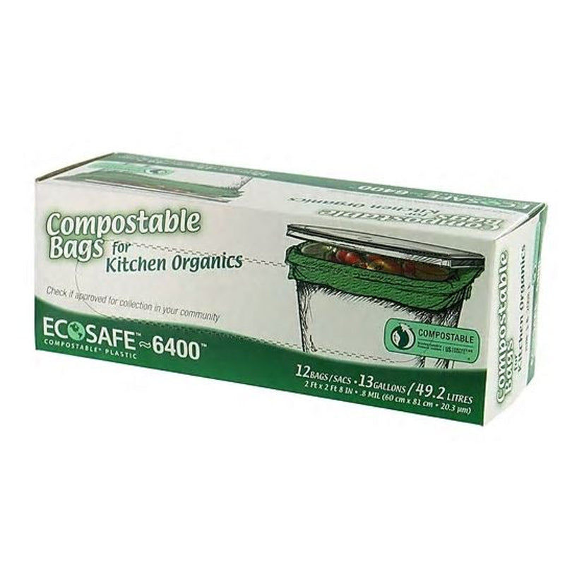 Eco-Safe Compostable 13 gal Compost Bags Twist Tie 12 pk