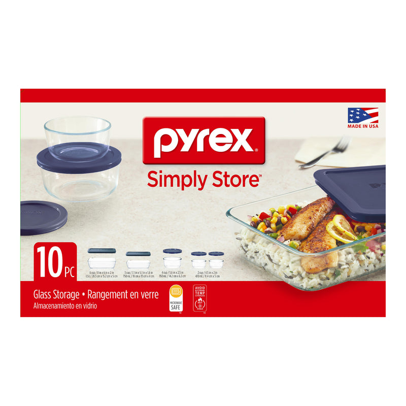 Pyrex 6.63 in. W X 13 in. L Bake and Store Set Blue/Clear 10 pc