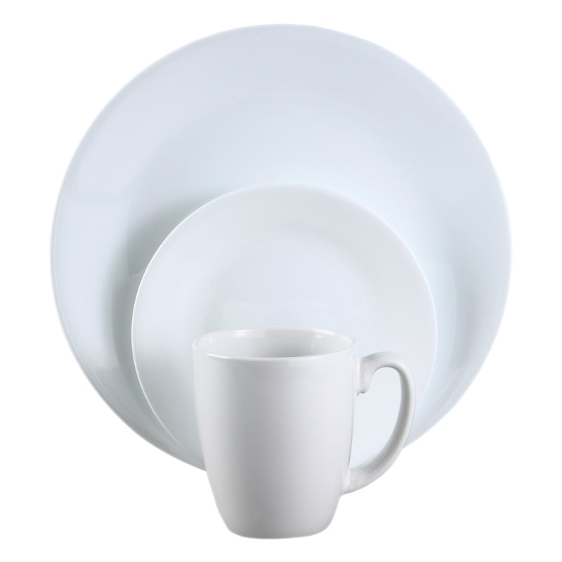 Corelle White Glass Winter Frost White Dinnerware Set Assortment in. D 16 pc