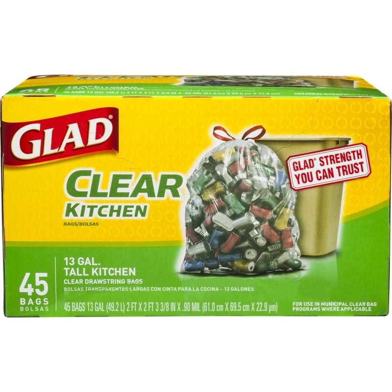 Glad 13 gal Tall Kitchen Bags Drawstring 45 pk