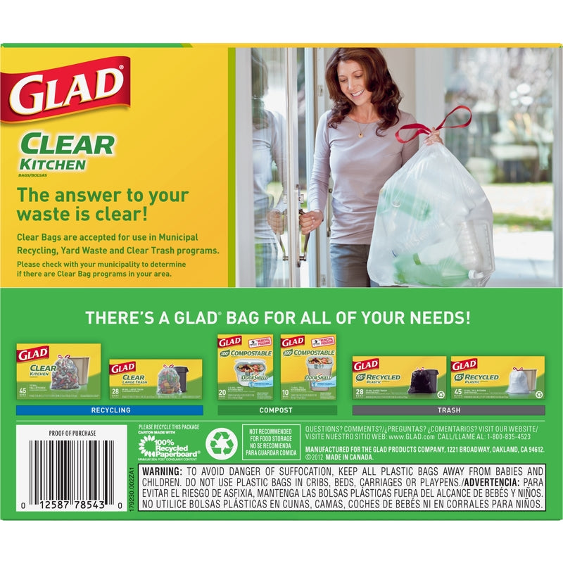 Glad 13 gal Tall Kitchen Bags Drawstring 45 pk