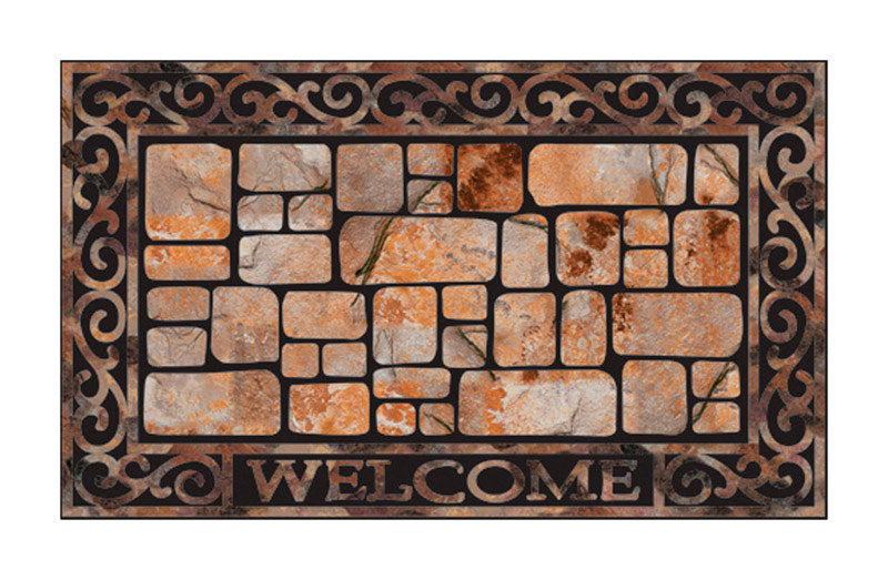 J & M Home Fashions 30 in. L X 18 in. W Natural Stone Rubber Door Mat